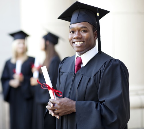 Man holding diploma
