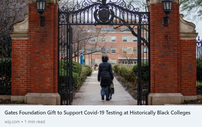 Gates Foundation Gift to Support Covid-19 Testing at Historically Black Colleges