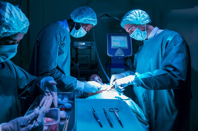 Doctors performing an organ transplant