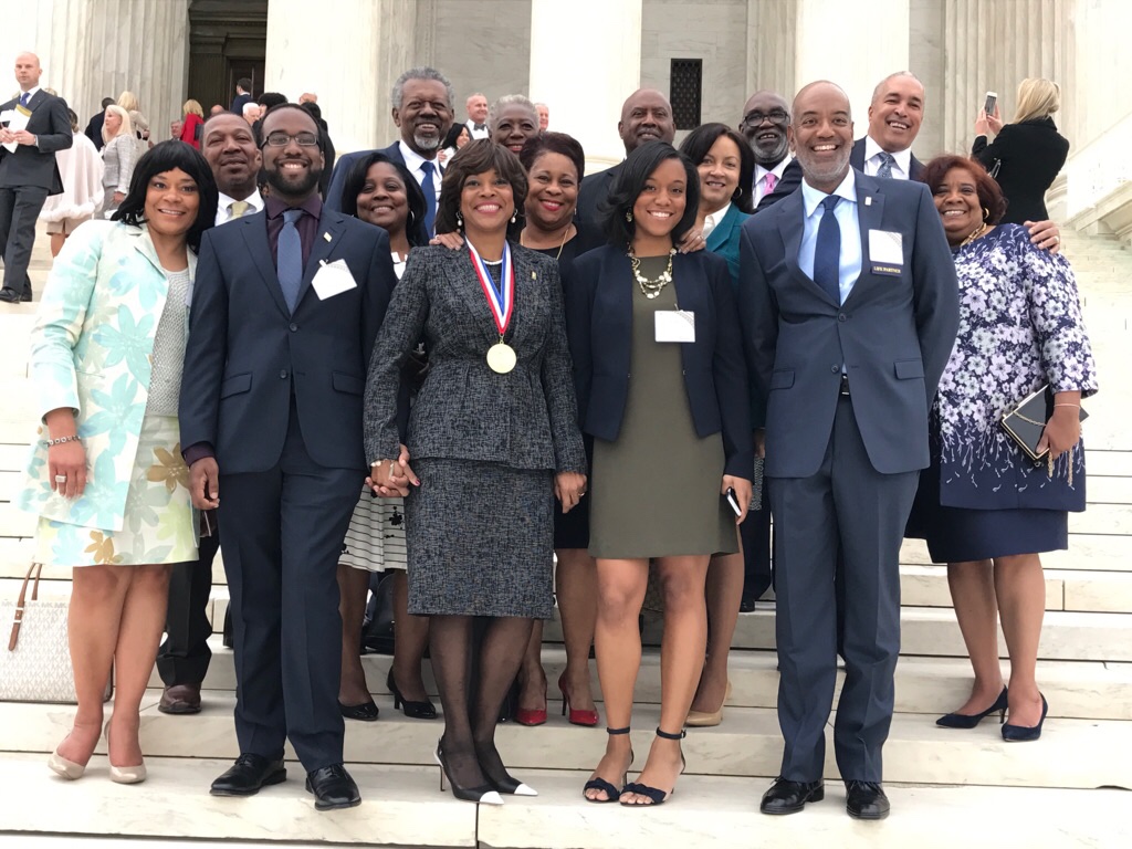 Dr. Valerie Montgomery Rice and family at Horatio Alger Awards