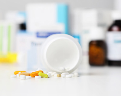 pills on a table