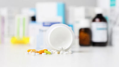 pills on a table