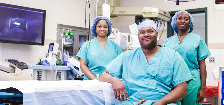 Students learning about surgery practices