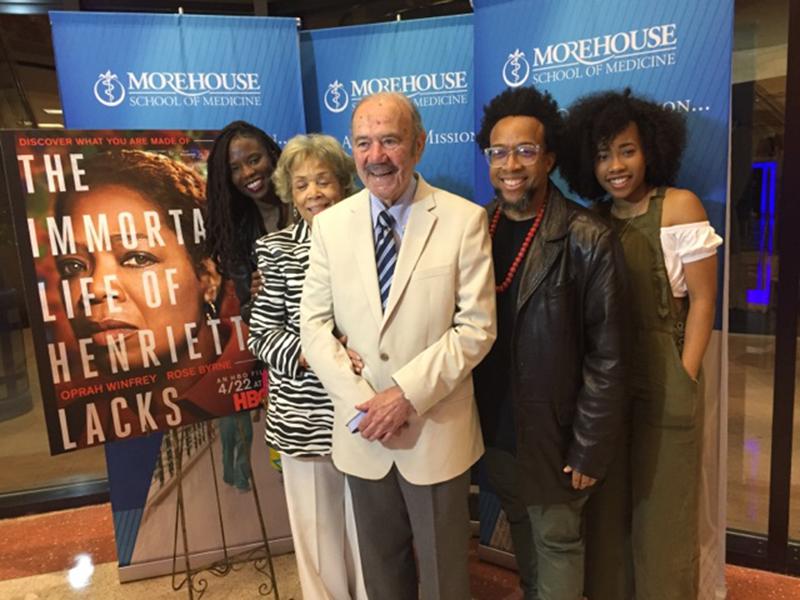 (l. to r.): Yolanda Thomas (daughter in law of Dr. Pattillo); Mrs. Patricia Pattillo, Dr. Roland Pattillo; Speech Thomas (son) and Zoe Thomas (granddaughter) at the film premier at MSM on April 12, 2017.