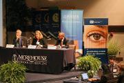 (L-R) Eric Green, M.D., Ph.D., Director, NHGRI, Laura Rodriguez, Ph.D., Director of the Division of Policy, Communications, and Education, and Mr. Vence Bonham, J.D., respond to audience questions and ideas for genomics research, education, and application for healthcare