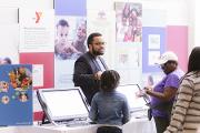 Jarrod Lockhart, M.Ed., Assistant Director, Health Careers Opportunity Program (HCOP) Academy and Pipeline Initiatives, Office for Educational Outreach and Health Careers facilitates S.T.E.A.M. activities with youth