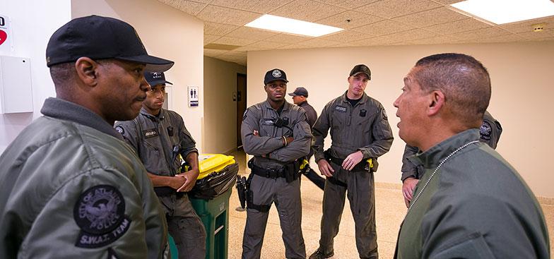 members of the MSM Public Safety department in a discussion 