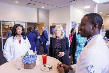 Dr. Jill Biden chats with medical students.