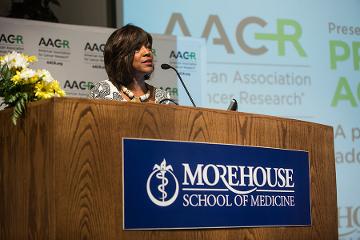 Valerie Montgomery Rice, MD, FACOG, President and Dean, MSM welcome guest to AACR’s “Progress and Promise” public education event. 