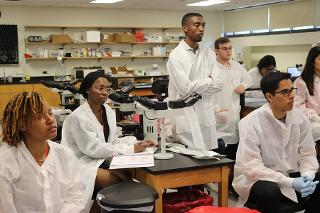 Participants listen to a talk