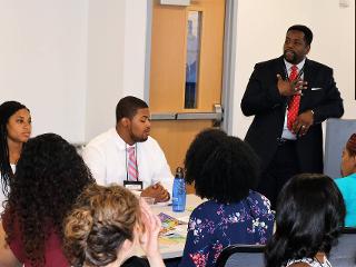 a man talks to the classroom