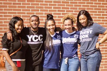 a group of students smiling