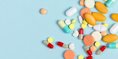 pills on a table